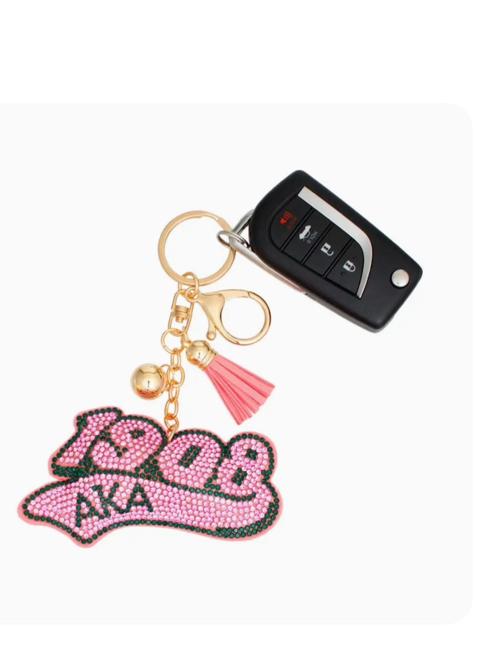 AKA 1908‎ Pink Beaded Tassel Keychain